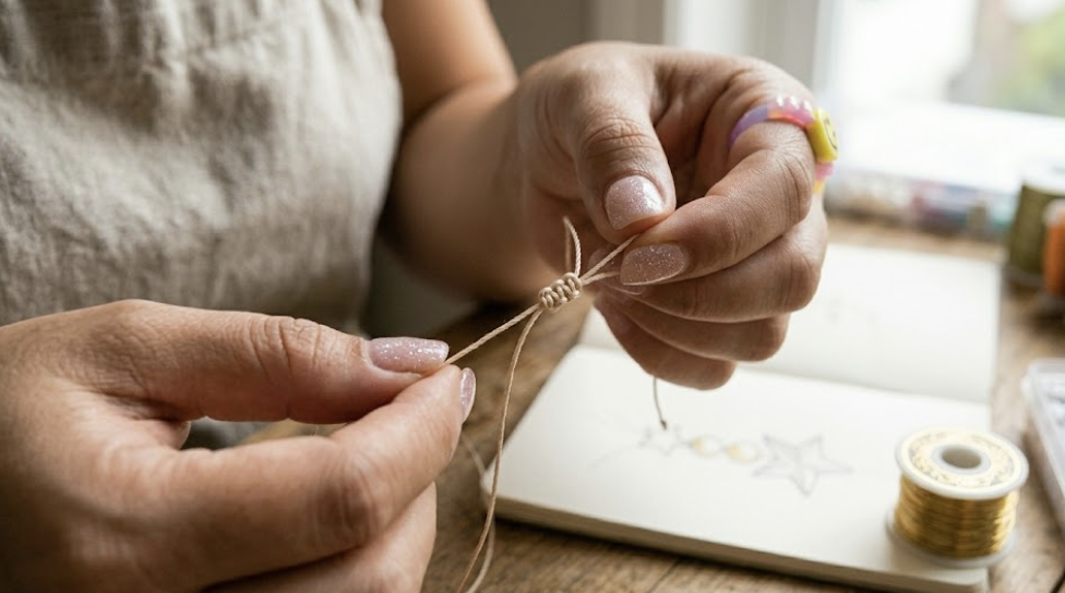 Xử lý mối nối vòng tay handmade và làm smooth drawstring clasp cẩn thận để vòng vừa vặn với mọi cỡ tay.